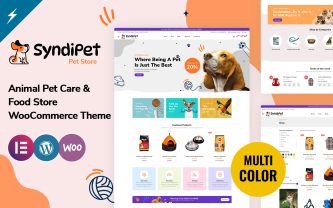 Syndipet Animals Pets Cares and Pets Foods Store WooCommerce Theme
